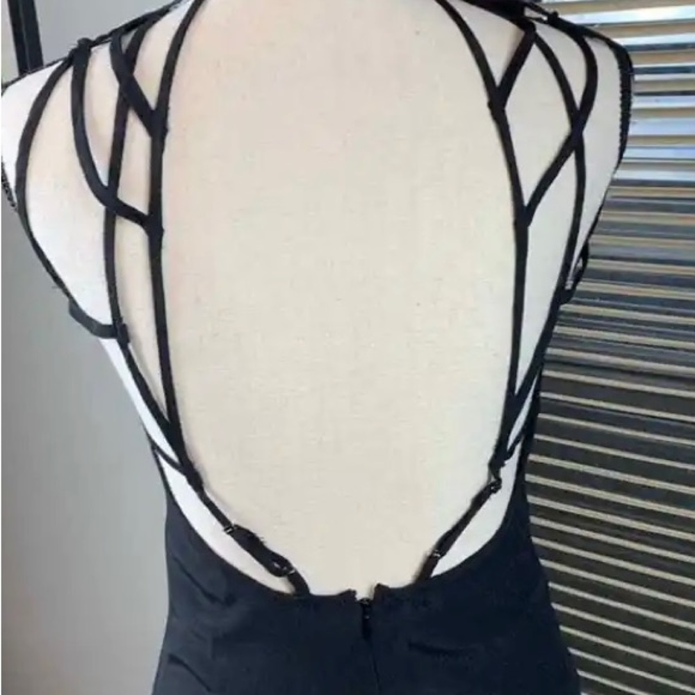 NWT Tobi long black maxi dress strappy open back size x small